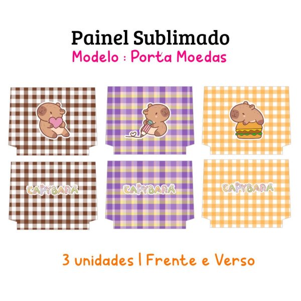 Painel Sublimado - kit Porta Moedas Capivara 2 - Imagem 1