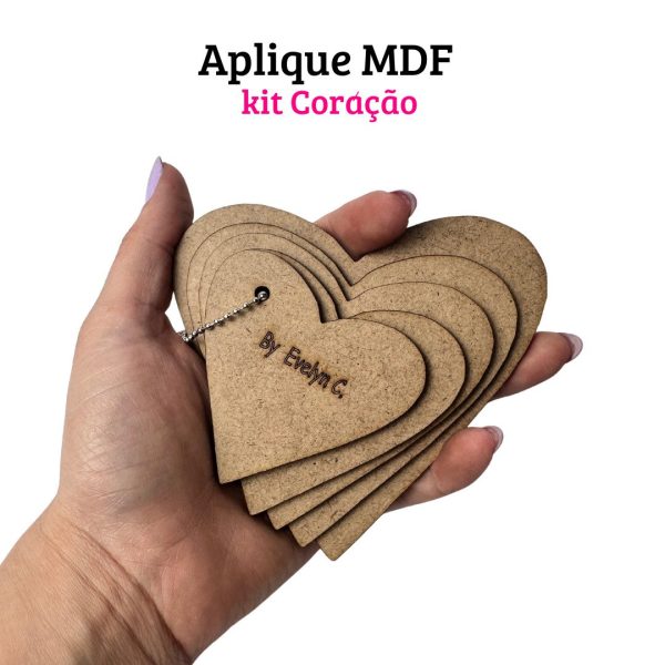 Apliques em MDF - Kit Coração - Imagem 1